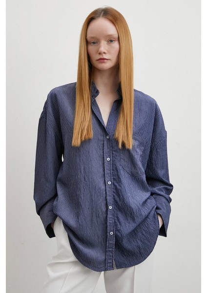 Cepli Çizgili Gömlek Lacivert fırsatları
