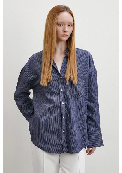 Cepli Çizgili Gömlek Lacivert indirimleri