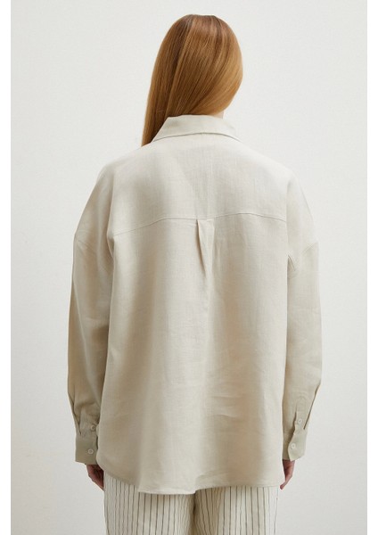 Robalı Cepli Keten Gömlek Taş fiyatları