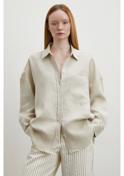 Robalı Cepli Keten Gömlek Taş indirimleri