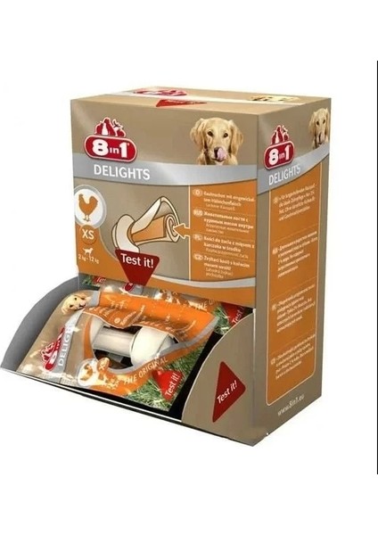 8 In 1 Delights Tavuklu Köpek Ödül Kemiği Xsmall 1 Adet