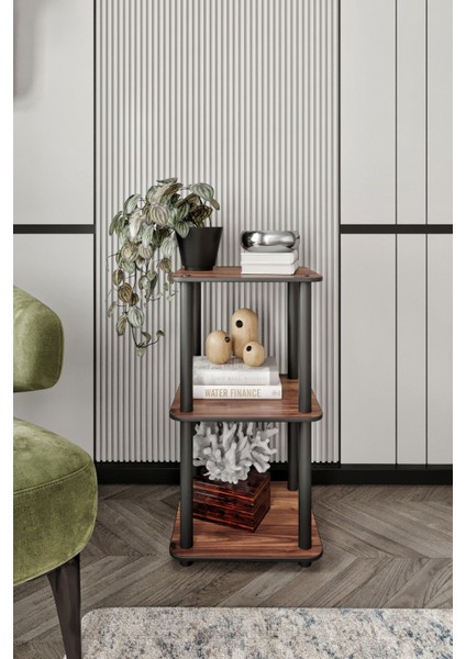 Dekoratif Masivo Kitaplık 3 Katlı 34X34 Dikdörtgen Çok Amaçlı Raf Safir Meşe fiyatları