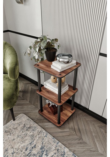 Dekoratif Masivo Kitaplık 3 Katlı 34X34 Dikdörtgen Çok Amaçlı Raf Safir Meşe modelleri