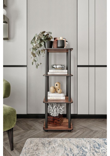 Dekoratif Masivo Kitaplık 4 Katlı 34X34 Dikdörtgen Çok Amaçlı Raf Madran Ceviz fiyatları