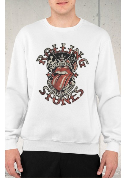 Rolling Stones Yazılı Kapüşonsuz Sweatshirt, Oversize Legend Rock Band Baskılı Sweat