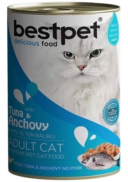 Bestpet Ton Balıklı ve Hamsili Gravy Yetişkin Konserve Kedi Maması 400 gr