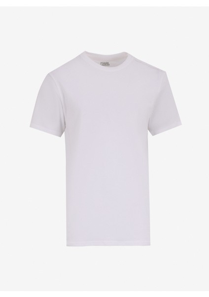 Bisiklet Yaka Düz Siyah - Beyaz Erkek T-Shirt 240M2100998