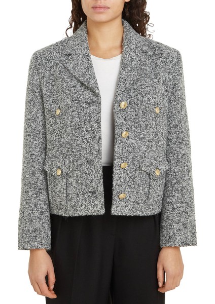 Standart Gri Kadın Ceket Boucle Yün Mıx Jacket