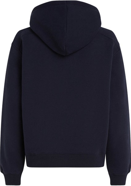 Kapüşon Yaka Nakışlı Lacivert Kadın Sweatshırt Mdrn Reg Varsıty Crest Hoodıe modelleri