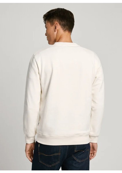 Bisiklet Yaka Kırık Beyaz Erkek Sweatshırt PM582724-803 Soren Crew