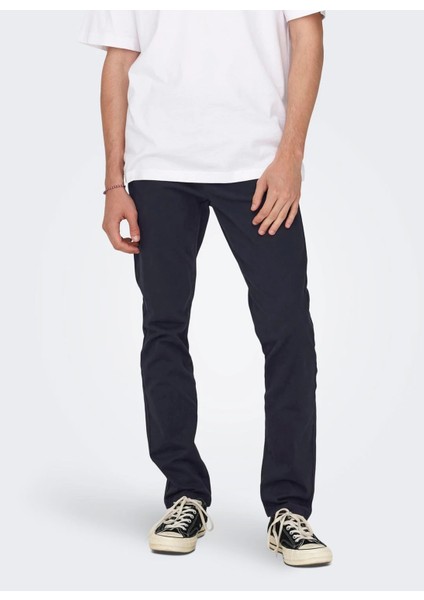 Normal Bel Dar Koyu Lacivert Erkek Chino Pantolon Onsmark Pete Lıfe Slm Chın 0013 Pnt