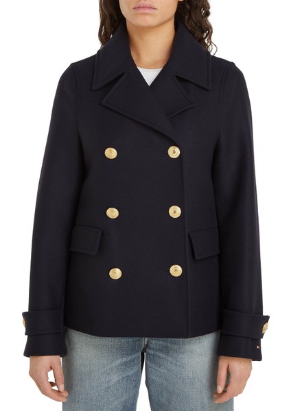 Lacivert Kadın Kaban Yün Blend Db Peacoat