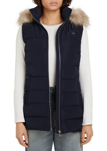 Lacivert Kadın Yelek Herıtage Down Tyra Vest Wıth Fur