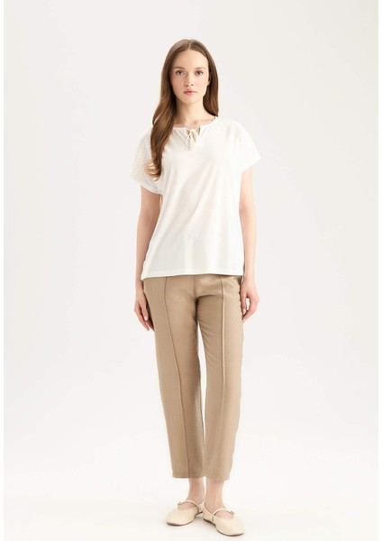 Bisiklet Yaka Casual Kısa Kollu Tişört C1874AX25SP fiyatları