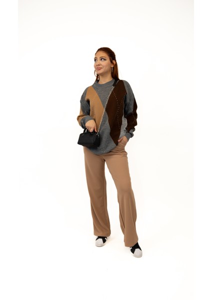 Kadın Full Esnek Rahat Kumaş Cırt Kapama Palazzo Pantolon fiyatları