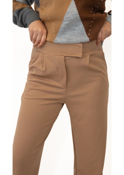 Kadın Full Esnek Rahat Kumaş Cırt Kapama Palazzo Pantolon