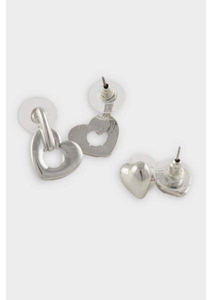 Kadın 6'lı Kalpli Silver Küpe E4067AXNS modelleri