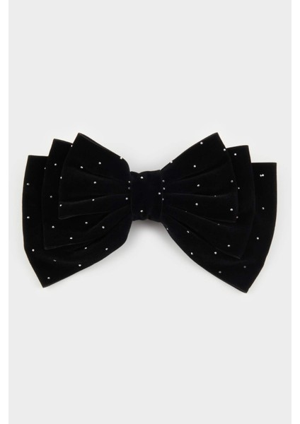 Kadın Siyah Kurdele Görünümlü Çıtçıtlı Toka E4205AXNS