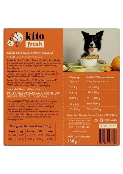 Fresh Kuzu Etli Hipoalerjenik Taze Köpek Yemeği 250 gr