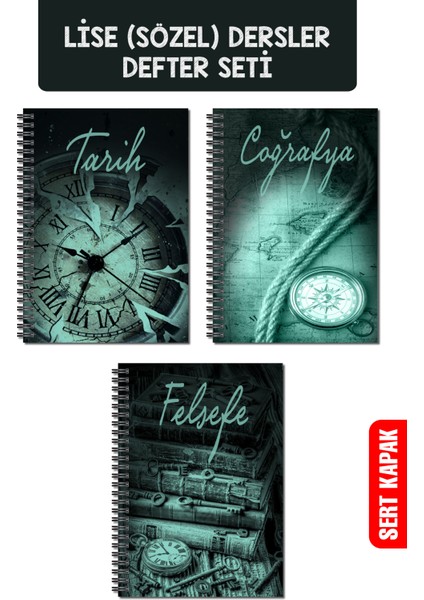 Lise Okul Defter Seti 70 Yaprak 18X25CM Sert Kapak Spiralli Derse Özel Okul Defterleri