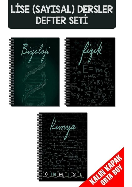 Lise Okul Defter Seti 70 Yaprak 18X25CM Sert Kapak Spiralli Derse Özel Okul Defterleri