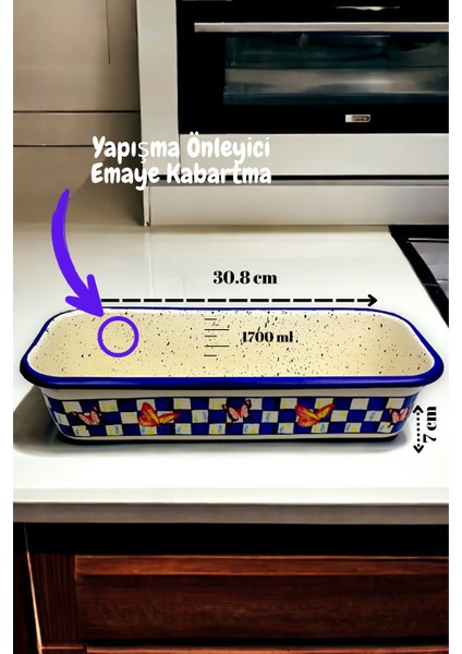 30/13 Emaye Baton Kek Ekmek Kalıbı 1,7lt Fırın, Pişirme, Pasta, Çeyiz, fiyatları