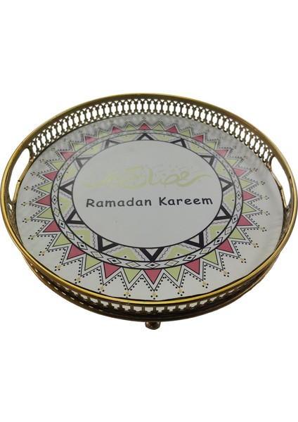 Metal I Eid Ramazan Mü Süslemeleri Tabağı Yuvarlak (Yurt Dışından)
