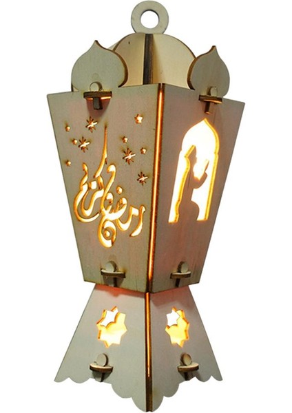 Eid Ramazan LED Işıkları Ahşap Eid Mubarak Lambası Üstü Inlatma (Yurt Dışından)