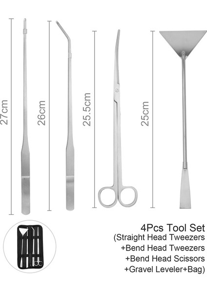 4 Adet Takım Seti Stili Akvaryum Bitki Araçları Seti Paslanmaz Çelik Akvaryum Tankı Aquascaping Aracı Için Dikiş Teli Veya Spatula Aracı (Yurt Dışından)