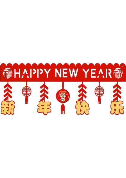 Çin Yılı Banner Garland Ay Yılı Dekor Süs Kapı Asılı C (Yurt Dışından)