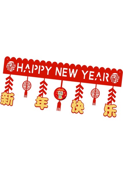 Çin Yılı Banner Garland Ay Yılı Dekor Süs Kapı Asılı C (Yurt Dışından) modelleri