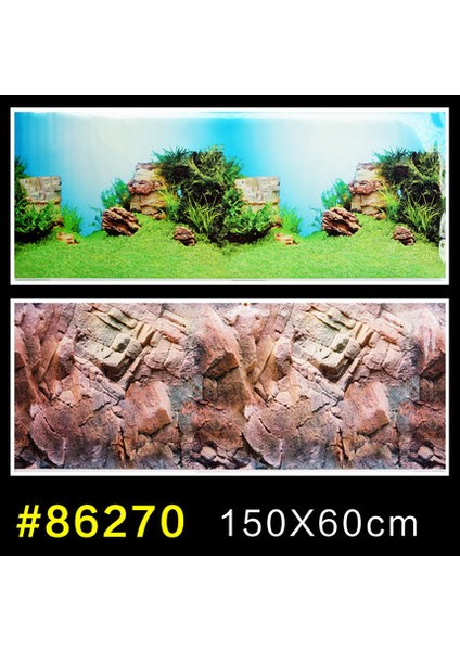 86250 Xl 150-60CM Stili Akvaryum Arka Plan Kağıt Duvar Resimli Balık Tankı Duvar Kağıdı Çift Taraflı Kayalık Okyanus Su Ot Juwel Arka Plan Boyama (Yurt Dışından)