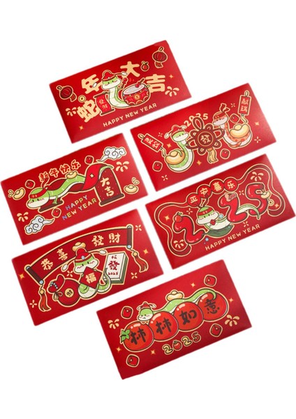 6x Çin Yeni Yılı Kırmızı Zarflar Fener Festivalleri Düğünü Için Kırmızı Paketler (Yurt Dışından)