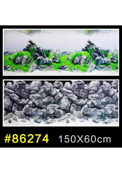 86254 Xl 150-60CM Stili Akvaryum Arka Plan Kağıt Duvar Resimli Balık Tankı Duvar Kağıdı Çift Taraflı Kayalık Okyanus Su Ot Juwel Arka Plan Boyama (Yurt Dışından)