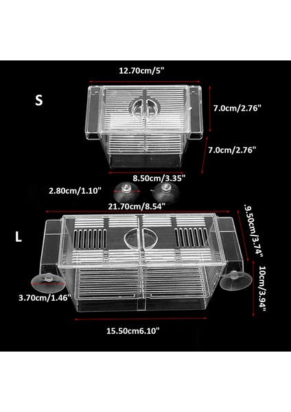 Stili Temizle L Beden Akvaryum Balık Tankı Çift Yetiştirme Incubator Üreme Tuzak Kutusu Yavruhane Sl M09 (Yurt Dışından)