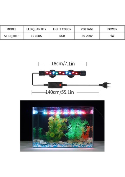Ab SZD20CF Stili Akvaryum Işıklı LED Su Geçirmez Balık Tankı Klip Lamba Sualtı Dekorasyon Aydınlatma Bitki Lambası Akvaryumlar Dekor (Yurt Dışından)