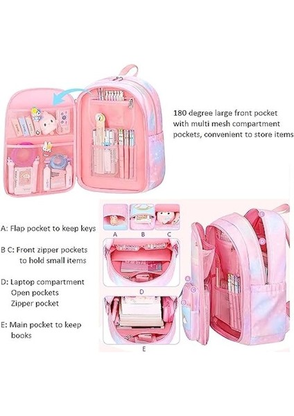 Ilkokul Için Kawaii Kız Sırt Çantası Bölmeli Çocuk Kitap Çantası Kızlar Için Sevimli Öğrenci Sırt Çantası (Yurt Dışından) fırsatları