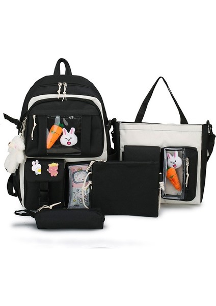 Angus Büyük Kapasiteli Okul Çantası 4 Parçalı Set - Mor (Yurt Dışından)