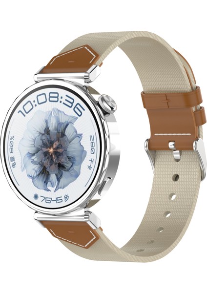 Huawei Watch Gt 5 41MM Için Naylon Deri Hibrit Dokuma Kayış (Yurt Dışından)