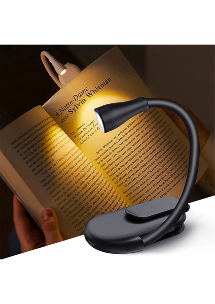 Kitap Işığı 3 Renkli Okuma Işığı USB Şarj Edilebilir Taşınabilir Kitap Lambası Yatakta Okuma Için Kitap Sever LED Gece Lambası B (Yurt Dışından)