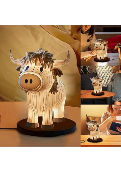 Inek Masa Lambası Çiftlik Evi Inek Gece Lambası, Inek Yatak Başı Lambası USB Küçük Gece Lambası Ev Ofis Yatak Odası Oturma Odası Için (Yurt Dışından)