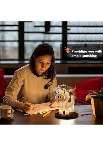 Inek Masa Lambası Çiftlik Evi Inek Gece Lambası, Inek Yatak Başı Lambası USB Küçük Gece Lambası Ev Ofis Yatak Odası Oturma Odası Için (Yurt Dışından)
