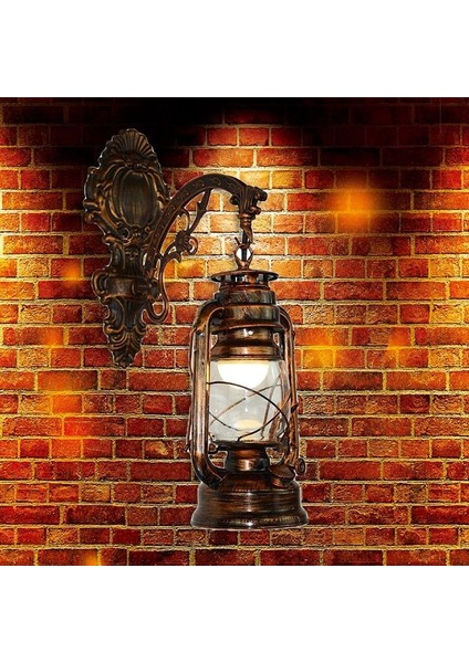 Vintage LED Duvar Lambası Ahır Feneri Retro Kömür Yağı Duvar Lambası Avrupa Antik Stili (Yurt Dışından)