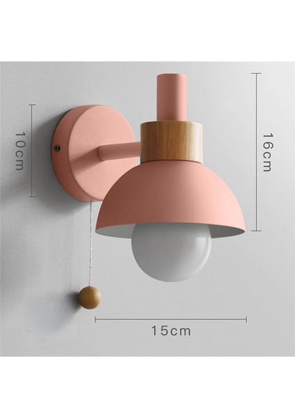 Anahtarlı LED Duvar Lambası Ahşap Aplik Işıklar Iç Aydınlatma Ev Dekoru Başucu Yatak Odası Oturma Odası Ampullü A (Yurt Dışından)