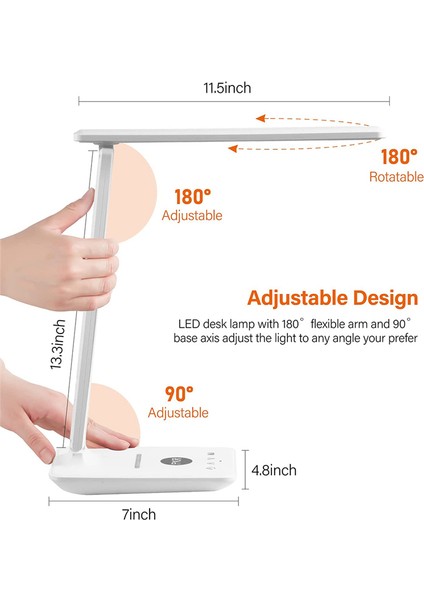 Kablosuz Şarj Cihazı, USB Şarj Portu, Saat, Alarm, Tarih, Ev Ofisi Için Masa Lambaları ile LED Masa Lambası - Abd Fişi (Yurt Dışından) fiyatları