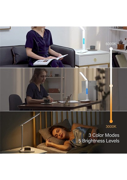 Kablosuz Şarj Cihazı, USB Şarj Portu, Saat, Alarm, Tarih, Ev Ofisi Için Masa Lambaları ile LED Masa Lambası - Abd Fişi (Yurt Dışından) modelleri