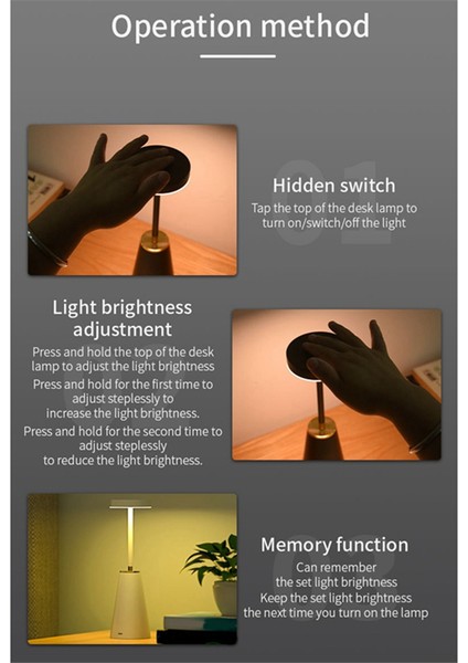 Masa Lambası Başucu Lambası Kablosuz Şarj Edilebilir Ortam Işığı Dokunmatik Çubuk Işığı Ortam Masa Lambaları,siyah (Yurt Dışından) modelleri