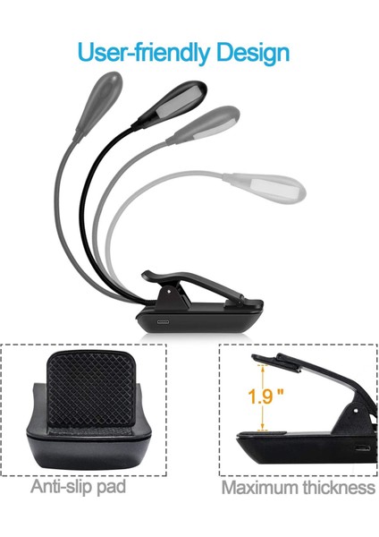 Şarj Edilebilir Amber Kitap Işığı - 7 LED ve 3 Parlaklık, Mavi Işık Engelleme LED Işık ile Yatakta Kitap Okuma Lambaları (Yurt Dışından) indirimleri
