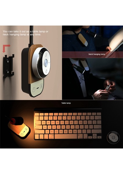 Uzaktan Kumandalı LED Okuma Duvar Lambası Dokunmatik Kısılabilir USB Şarjlı Masa Lambası Gece Lambası Yatak Odası Başucu Beyaz (Yurt Dışından)