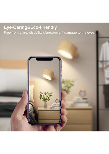 Iç Mekan Duvar Lambası, USB Şarj Edilebilir Pil Duvar Lambası, Sıcak/doğal/beyaz Işık, 3 Parlaklık Seviyesi, Dokunmatik Kontrol Ahşap (Yurt Dışından) modelleri